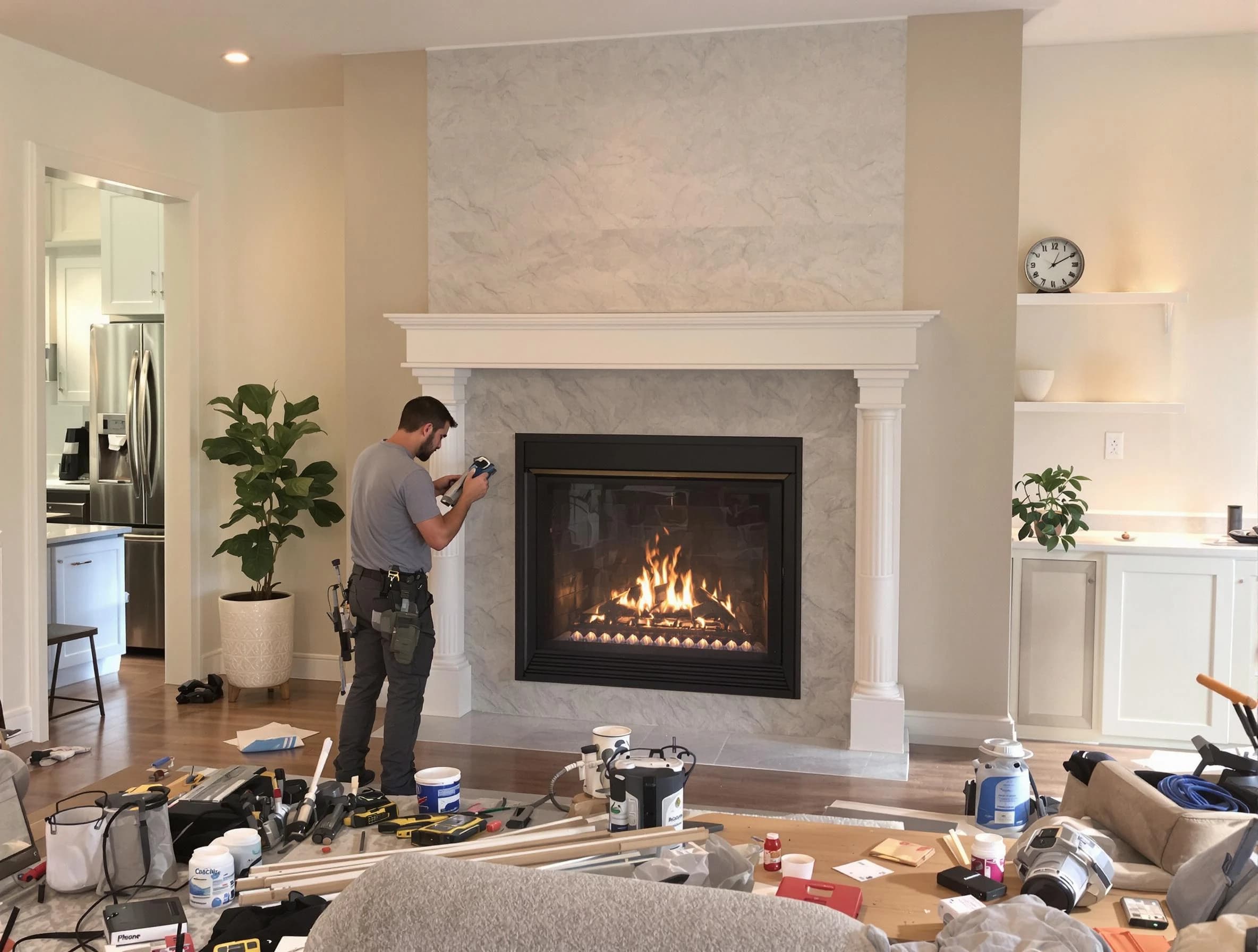 Newly installed fireplace by East Providence Chimney Sweep in East Providence, RI