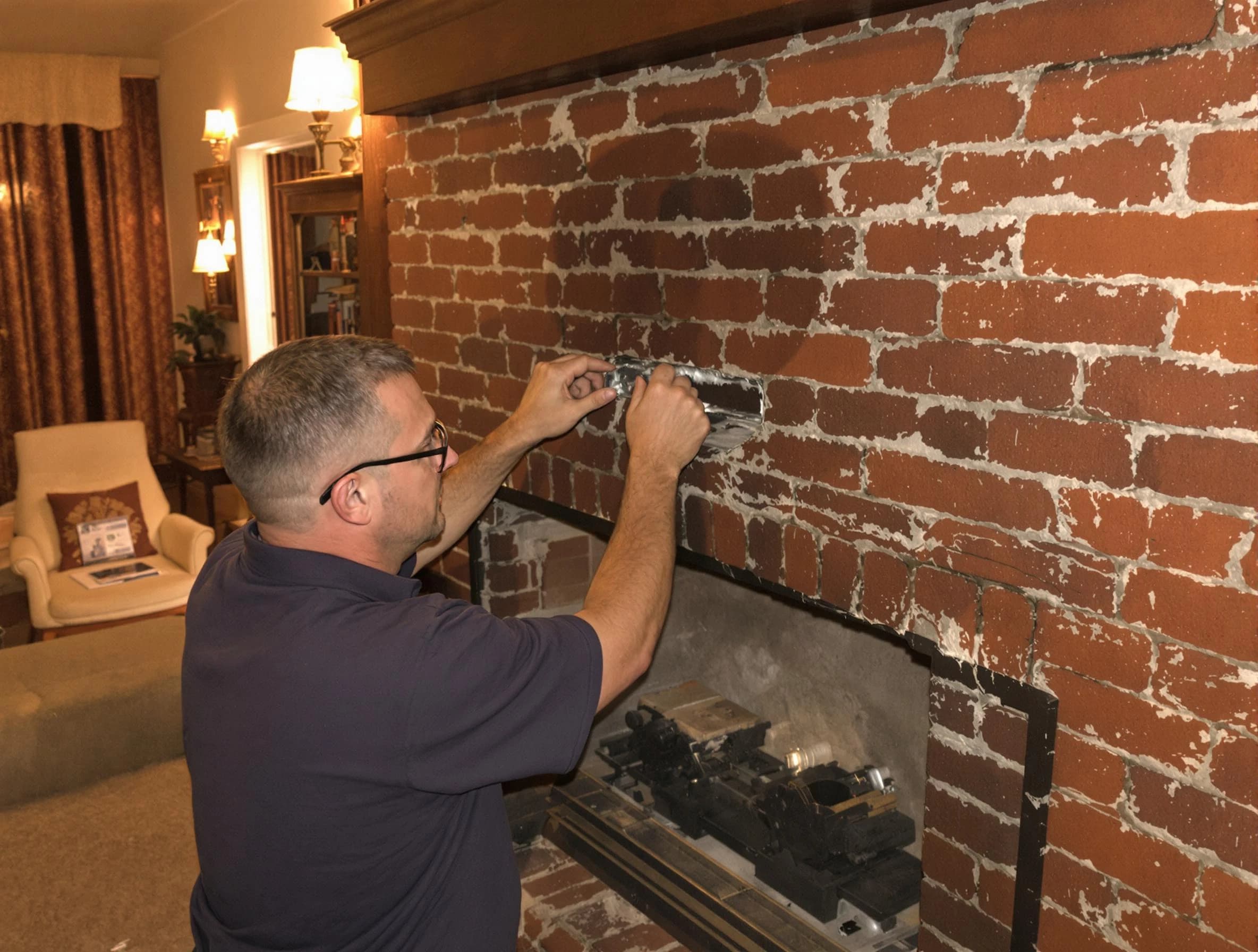 East Providence Chimney Sweep expert fixing a fireplace in East Providence, RI