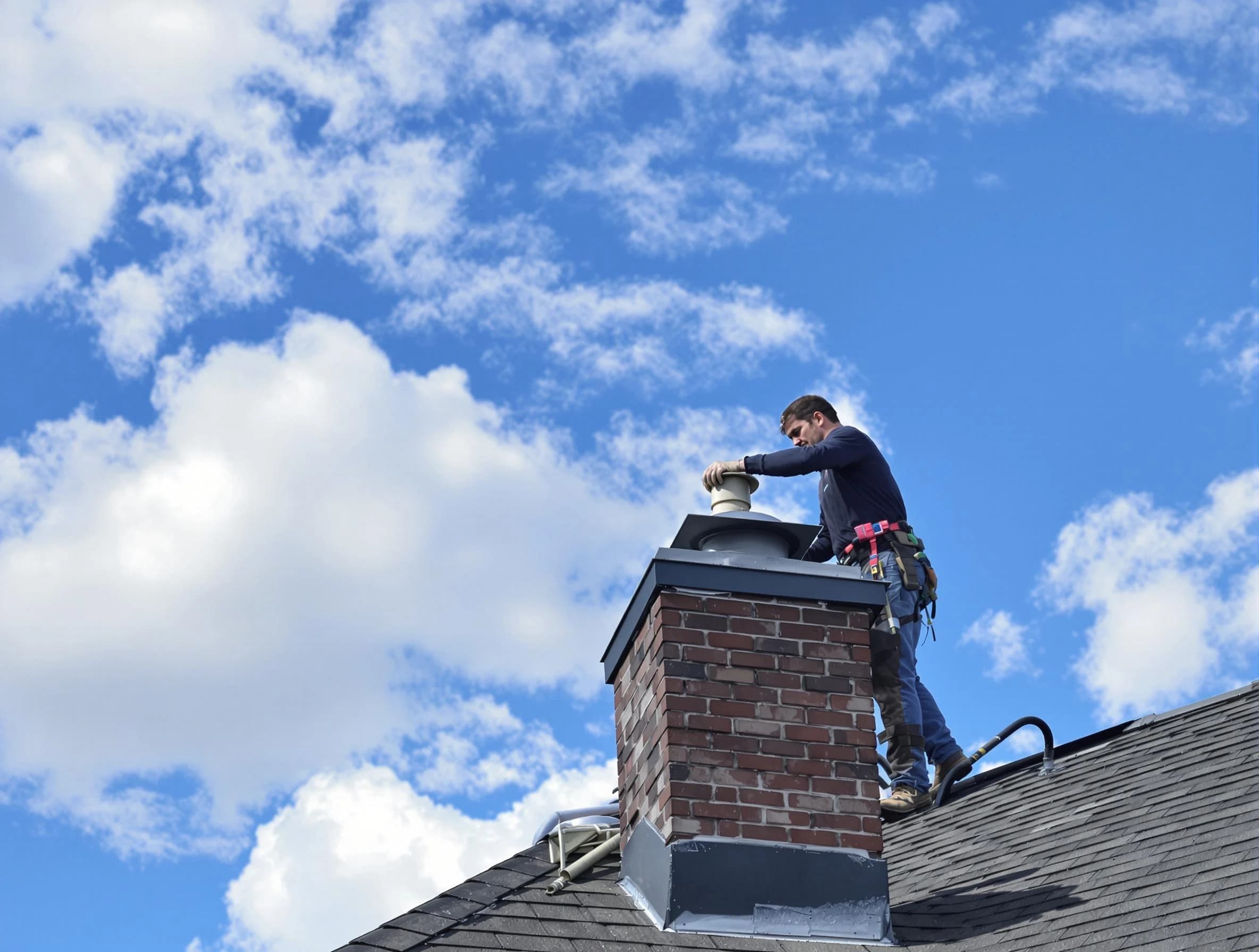 East Providence Chimney Sweep installing a sturdy chimney cap in East Providence, RI