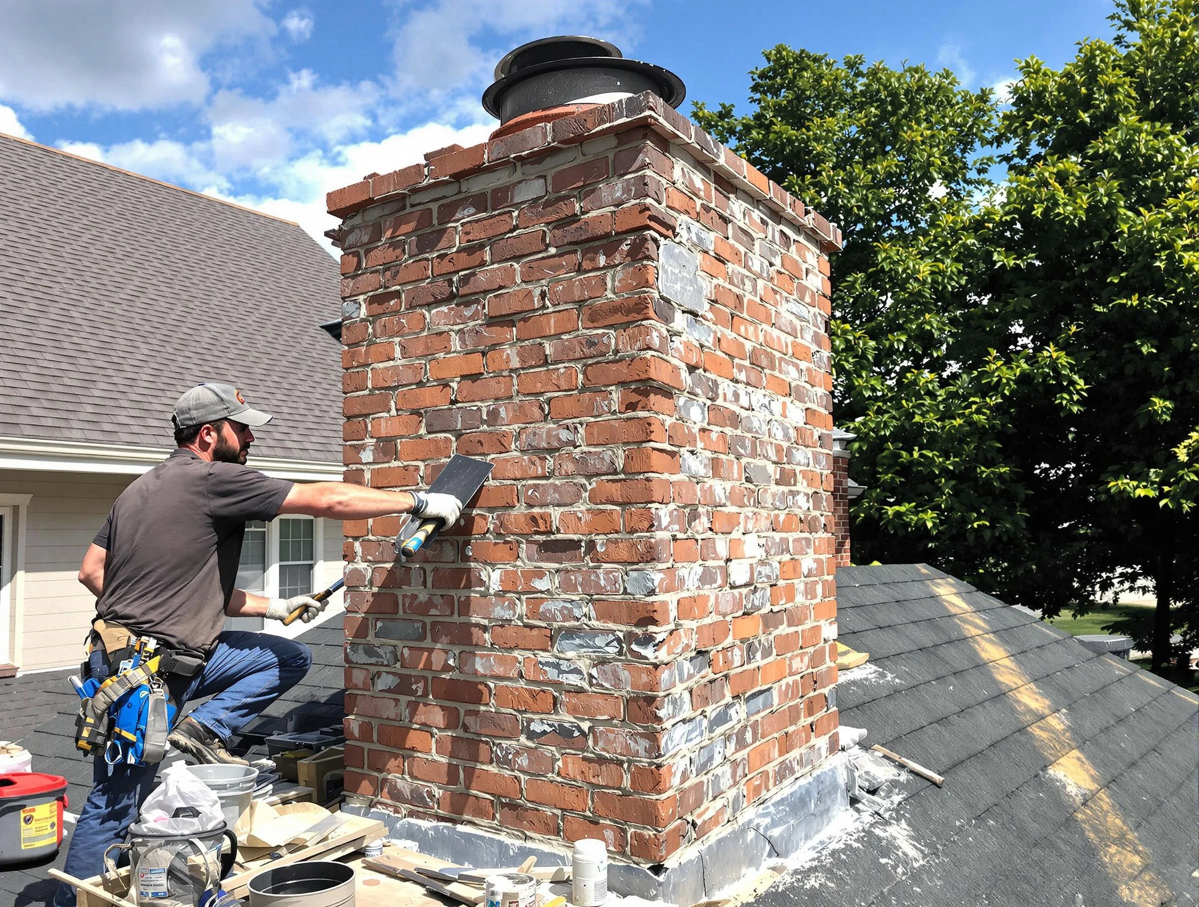 Completed chimney rebuild by East Providence Chimney Sweep in East Providence, RI