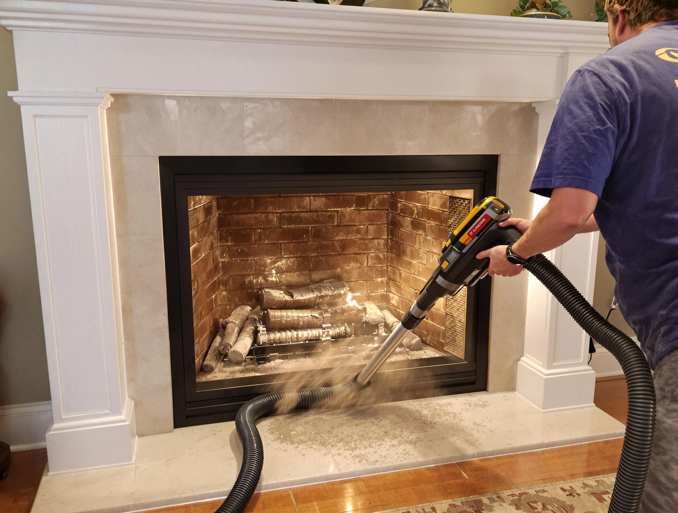 Fireplace cleaning performed by East Providence Chimney Sweep in East Providence, RI