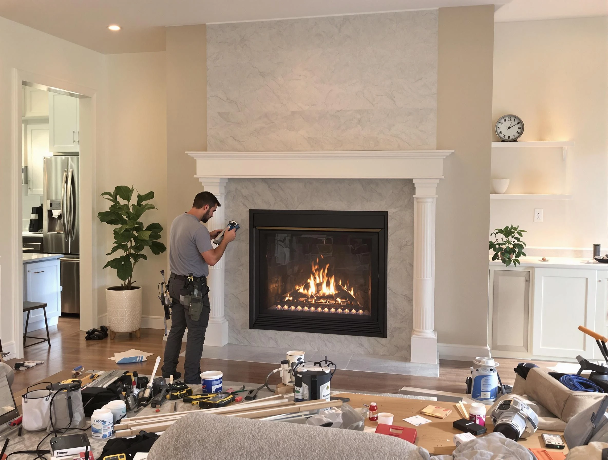 Newly installed fireplace by East Providence Chimney Sweep in East Providence, RI